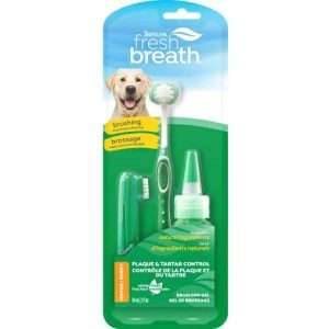 Tropiclean Fresh Breath Oral Care Kit for Large Dogs Special Toothbrush and Toothpaste