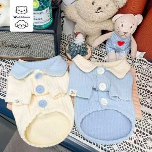 Wulihana Woliheng pet knitted cardigan clothes cat embroidery contrast color lapel bottoming shirt