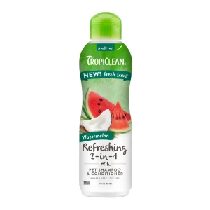 Tropiclean Pet Shower Gel Shampoo Papaya Coconut Bath Conditioner 2 in 1 Anti-Tangle Fresh Scent