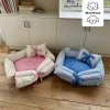 Wulihana pet sofa bed pet nest pad pure cotton detachable and washable cat bed for all seasons with pillow