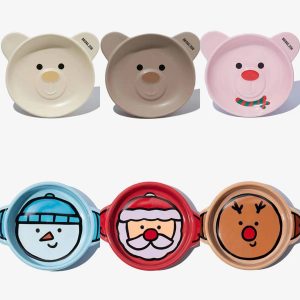 Korean BridgeDog ceramic tableware bear plate Christmas limited double-ear bowl cat bowl dog bowl