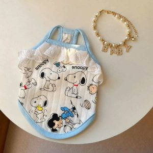 Pet cartoon print suspenders clothes cool summer anti-shedding clothes Snoopy suspenders
