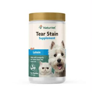 Naturvet Tear Stain Removal Powder for Dogs helps eliminate tear stains from the inside out